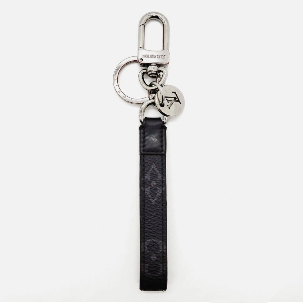 Louis Vuitton Mens Dragonne Keychain Monogram Eclipse Leather Key Holder - Picture 2 of 6